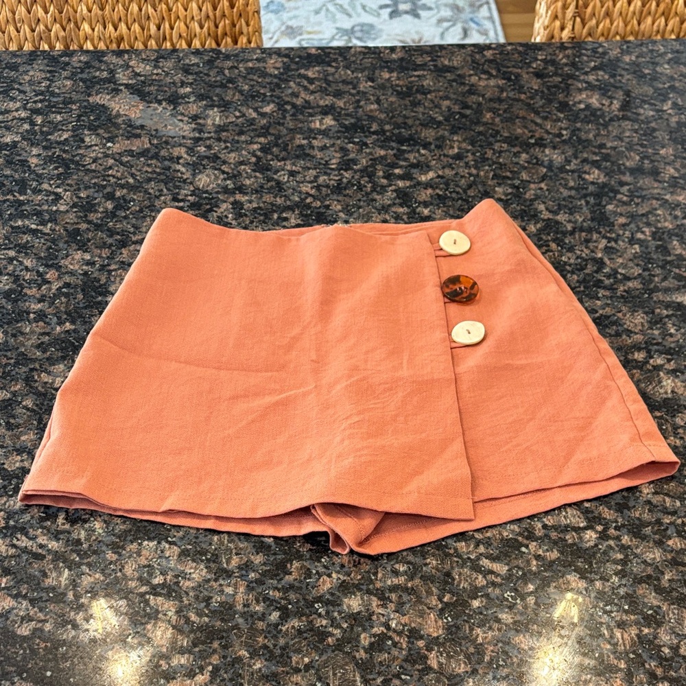 L Love Women's Coral Skorts with Button Detail